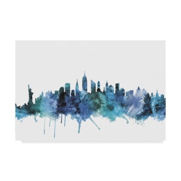 Trademark Fine Art Michael Tompsett 'New York City Blue Teal Skyline' Canvas Art, 30x47 MT01512-C3047GG